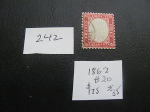 ITALY 1862 USED SC 20 VF $175 (242)