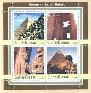GUINEA BISSAU - 2003 - Egyptian Monuments - Perf 4v Sheet - Mint Never Hinged