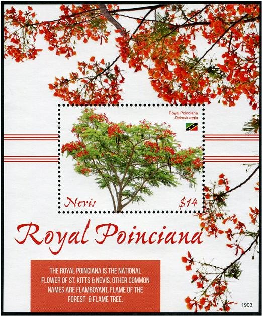 2020 Nevis Royal Poinciana SS (Scott NA) MNH