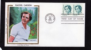 1857 Rachel Carson, FDC pair Colorano Silk