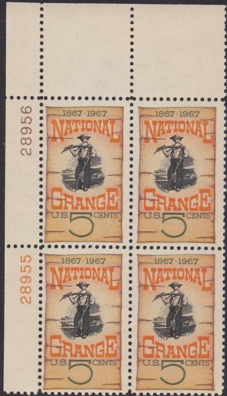 1323 National Grange Plate Block MNH