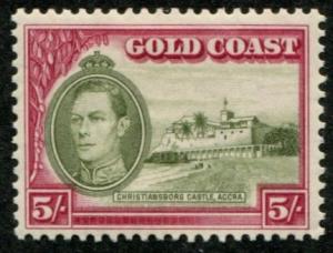 Gold Coast SC# 126b SG# 131b perf 11-3/4x12 KGVI Christainsborg Castle 5sh MVLH