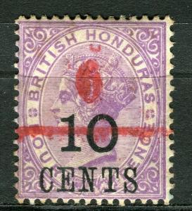 BRITISH HONDURAS; 1891 classic QV surcharged issue Mint hinged 6/10/4d. Variety