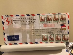 Taiwan to germany large commercial  multi stamps  airmail cover Ref R25692