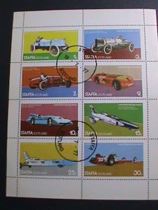 ​STAFFA-SCOTLAND-1977 FOMULA RACE CARS- CTO SHEET-VF -WITH FIRST DAY CANCEL