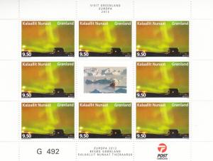 Greenland MNH 2012 Minisheet of 8 plus label 9.50k Northern Lights - Tourism ...