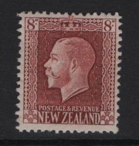 New Zealand  #157  MH  1922   King George V    8p  brown 14 x 13 1/2