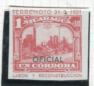 NICARAGUA; 1931 early Pictorial Official issue IMPERF PROOF/ESSAY, 1C.