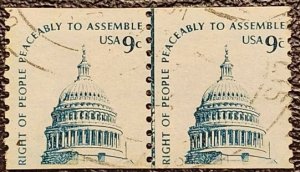 US Scott # 1616; used 9c Americana from 1976; joint line pair; VF center; off pp