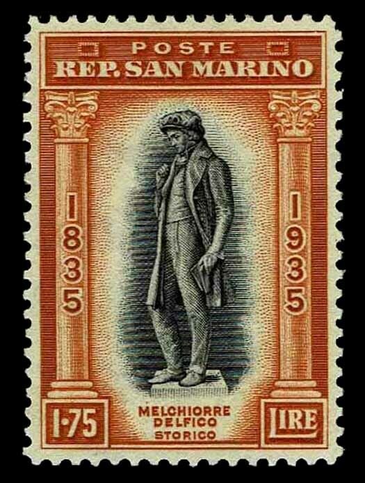 1935 San Marino #180 Statue of Delfico - Unused NG-H - VF - CV$85.00 (ESP#4146) 