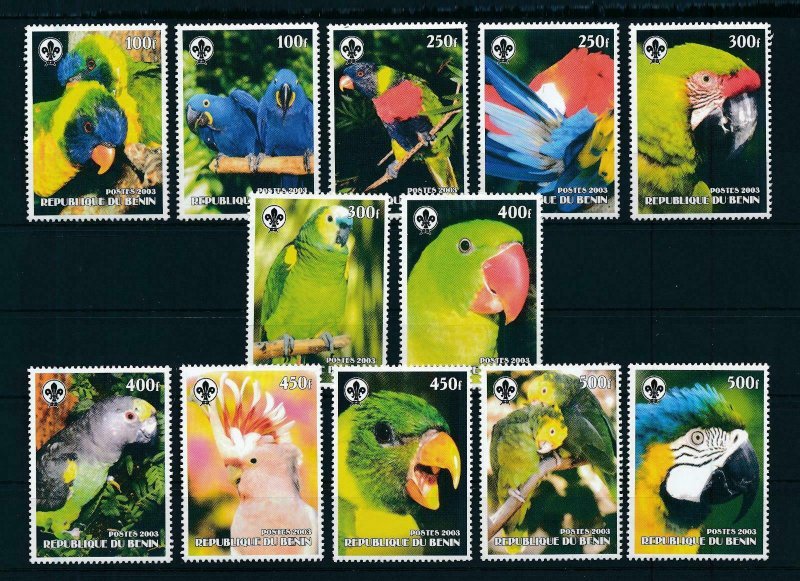 [105369] Benin private issue 2003 Birds vögel oiseaux parrots scouting  MNH