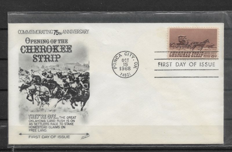 US Cachet FDC 1968 Cherokee Strip ,VF ! (FD-2) Lot-2