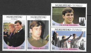 Tuvalu - Nukufetau 58-9 MNH Royal Wed. set cpl.  x 10 sets, vf. 2022 CV $ 25.00