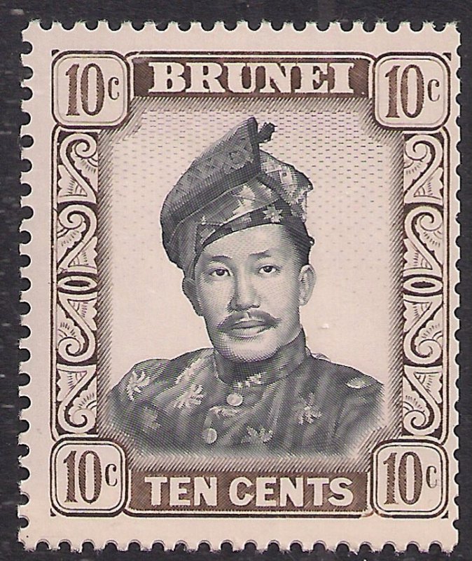 Brunei 1964 - 72 QE2 10ct Sultan Omar MM SG 124a ( R1009 )