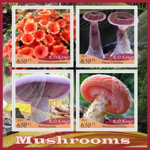 Stamps.  Mushrooms  2018 1+1 sheets perforated