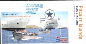 Pitcairn Islands #571  Blue Star Line S/S on cover  (FDC)  CV $11.00