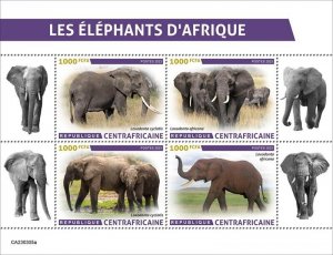 Central Africa - 2023 Elephants, African Forest - 4 Stamp Sheet - CA230305a