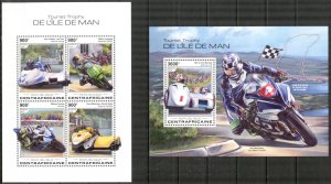 Central African Republic 2018 Motorcycles sheet + S/S MNH