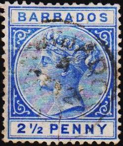 Barbados. 1882 2 1/2d S.G.93 Fine Used