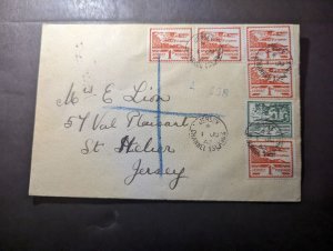 1943 Registered England British Channel Islands Cover Jersey CI Local Use