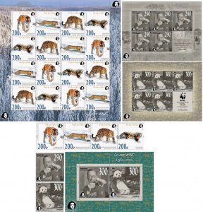Russia 2021 60 ann WWF Peterspost full set of 6 stamps block and 3 sheetlets