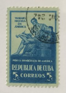 Cuba 1942 Scott 370 used - 5c, Spirit of Democracy in the Americas,  Labor