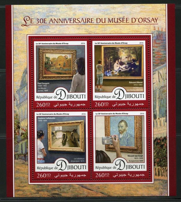 DJIBOUTI 2016 30th  ANNIVERSARY OF THE ORSAY MUSEUM SHEET  MINT NH