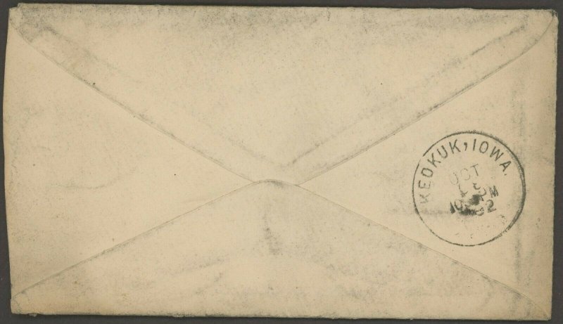 1892 STAR CANCEL Moravia Pennsylvania On Cover to Iowa