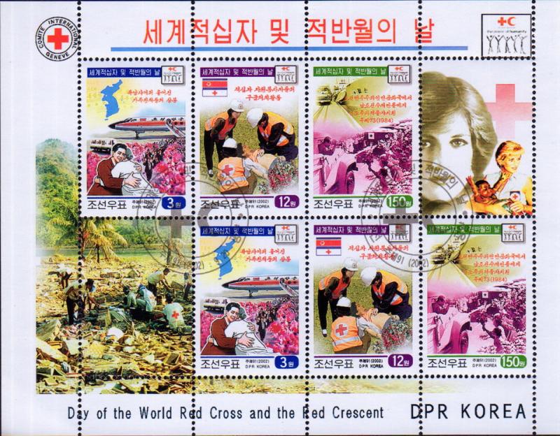 Korea 2002 M/S Red Cross Crescent Organizations Diana People Royals Stamps CTO