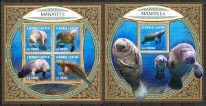 Sierra Leone 2017 Marine Life Dugongs Manatees sheet + S/S MNH