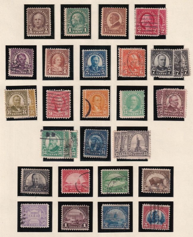 1925 definitives 1/2c to $5 Sc 551 thru 573 used singles set of 25 (D9