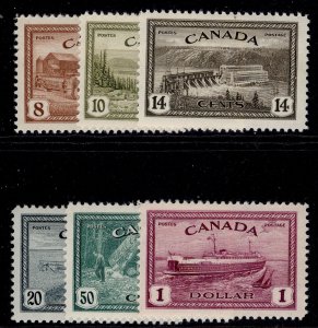 CANADA GVI SG401-406, 1946-47 PEACE SHORT set, LH MINT. Cat £64.