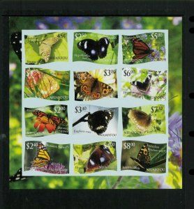 2012 Tonga Niuafo'ou Butterfly Series Postage Stamps #287a-i Mint Imperf Sheet