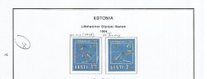 ESTONIA - 1994 - Lillehammer Winter Olympics - Perf 2v Set - Mint Lightly Hinged