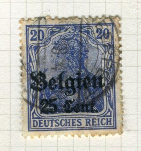 BELGIUM; 1916 German Occupation surcharged issue used hinged 25c. value