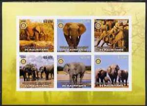 Mauritania 2002 Elephants #1 imperf sheetlet containing 6...