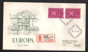 ZS-K053 FINLAND - Europa Cept, Fdc 1963 Registered, To Italy Cover