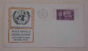 UNITED NATIONS NY   COURIER 3 JAN 1951 CACHET UNADDRESSED
