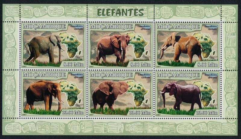 Mozambique 1758 MNH Elephants, Map