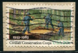 2037 US 20c CCC, used on paper