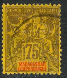 MADAGASCAR 1896-1906 75c Navigation and Commerce Issue Sc 45 VFU