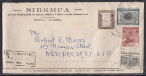 Colombia - Jan 22, 1958 Registered Air Mail Cover to States