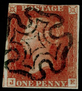 SG8, 1d red-brown PLATE 37, USED. Cat £110. BLACK MX. JE 