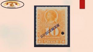 O) 1885 CHILE, SPECIMEN, PUNCH,  CHRISTOPHER COLUMBUS, SCT 29 10c oragne, MNH