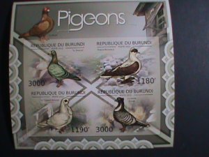 ​BURUNDI STAMP 2012 SC#1167 Pigeons  BIRDS -IMPERF -MNH S/S SHEET VERY FINE