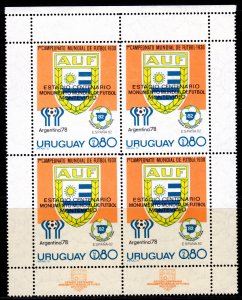 Uruguay 1979 Sc# 1041 World Cup Argentina '78 Spain'82 Block of 4 MNH