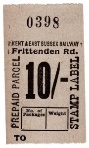 (I.B) Kent & East Sussex Railway : Prepaid Parcel 10/- (Frittenden Road)