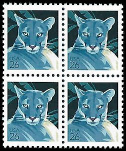 PCBstamps   US #4137 Block $1.04(4x26c)Wildlife-Florida Panther, MNH, (7)