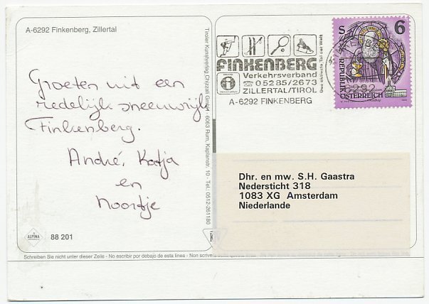 Postcard / Postmark Austria 1997 Mountaineering - Skiing - Tennis