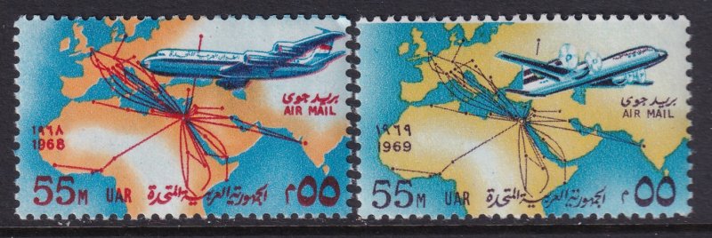 Egypt C121-C122 Airplanes Map MNH VF